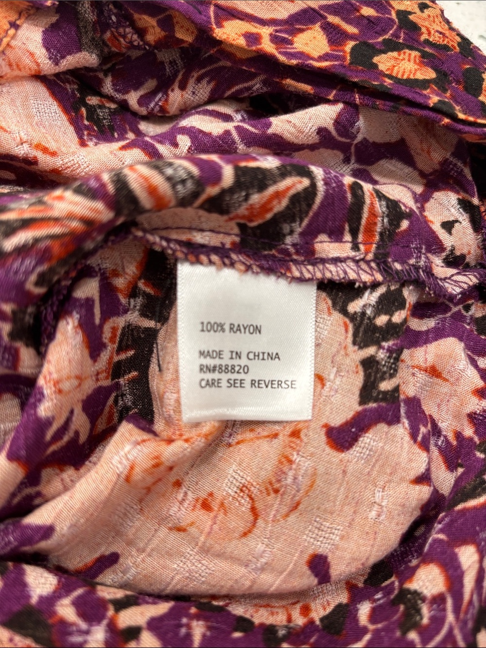 Rachel Zoe Tie-Front Floral Crop Blouse - Purple & Orange Tie Front. Button up. - Picture 8 of 8